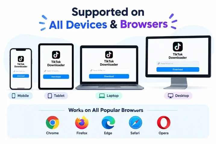 Ponsel, tablet, laptop, dan komputer yang membuka pengunduh di browser